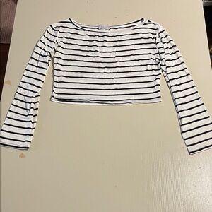 Tobi Black and White Striped Top